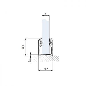 Aluminium U-Klemmprofil 16 x19 mit Dichtungen für 8mm Glas