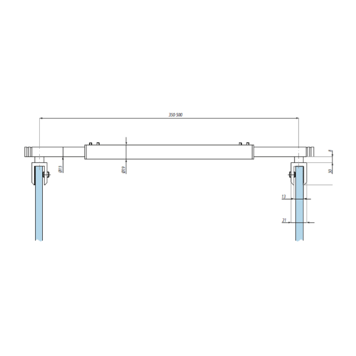 Einstellbare Stabilisierungsstange Glas/ Glas, D19x 350-500mm – Bild 2