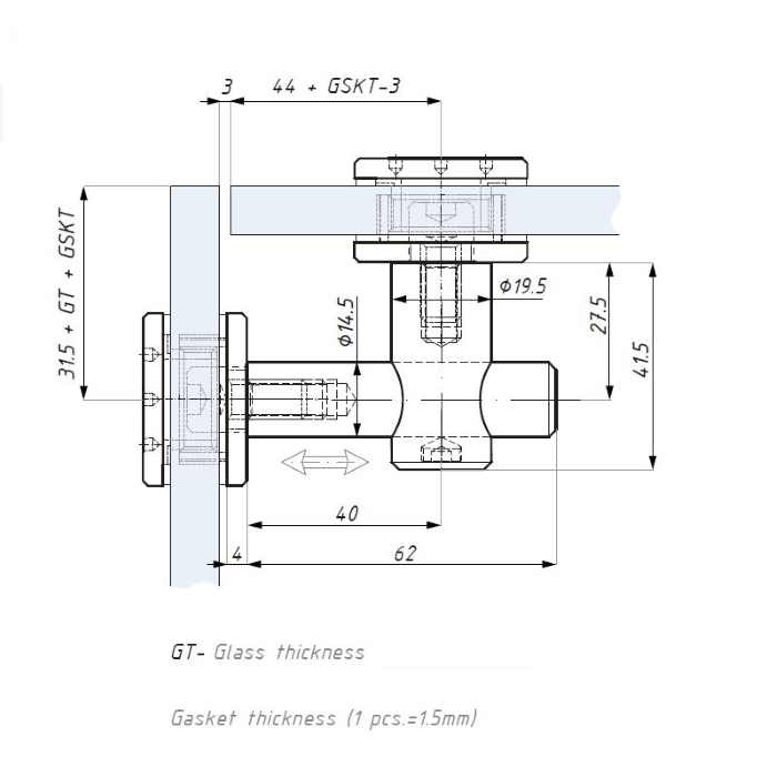90° Glas/Glas Verbinder D32 Glaspunkthalter – Bild 2