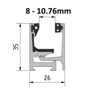 Verglasungsprofil zweiteilig für 8 bis 10.76 mm 35x22