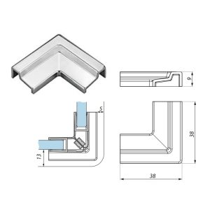 Eckverbinder für Schwallschutz 15x8 PVC