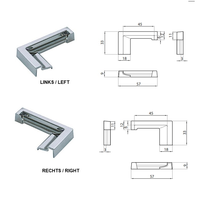 Verlängertes Endstück für Schwallschutzleiste 15x8 PVC