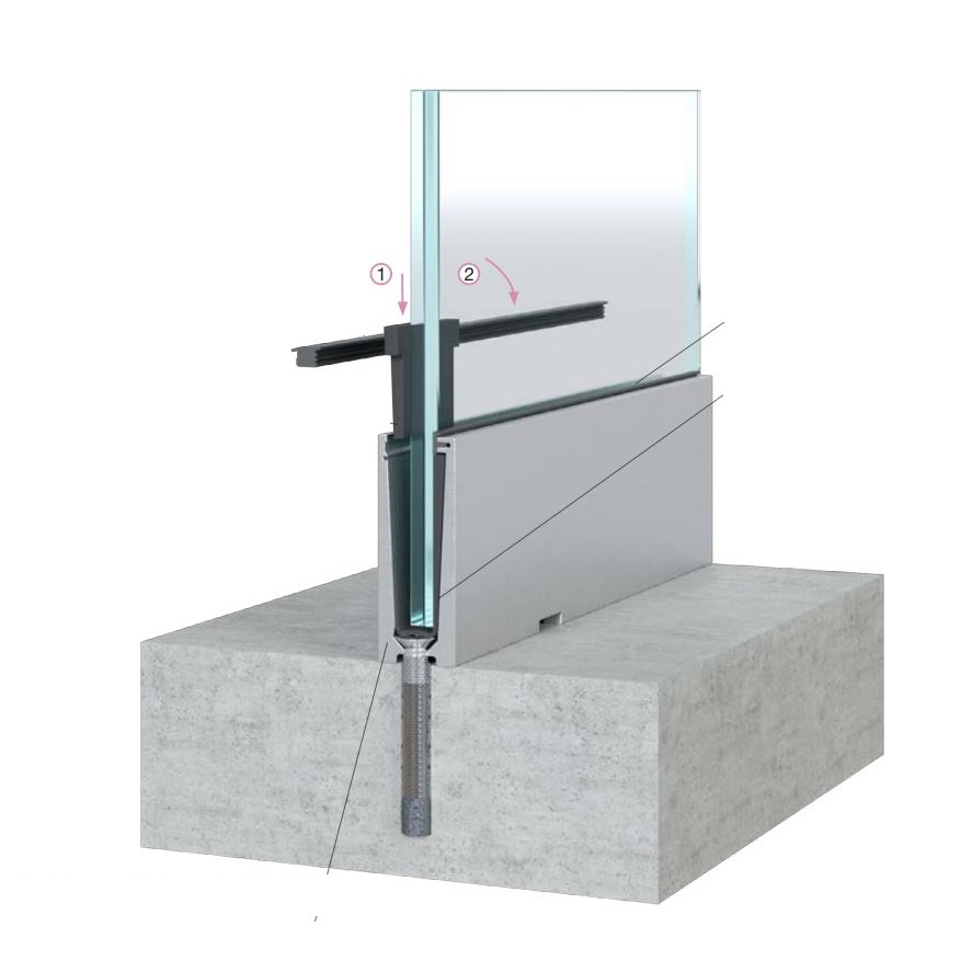 3m Set Econ U- Aluminium Glasgeländer Profile 121x45 für Ganzglasgeländer %Aktion%