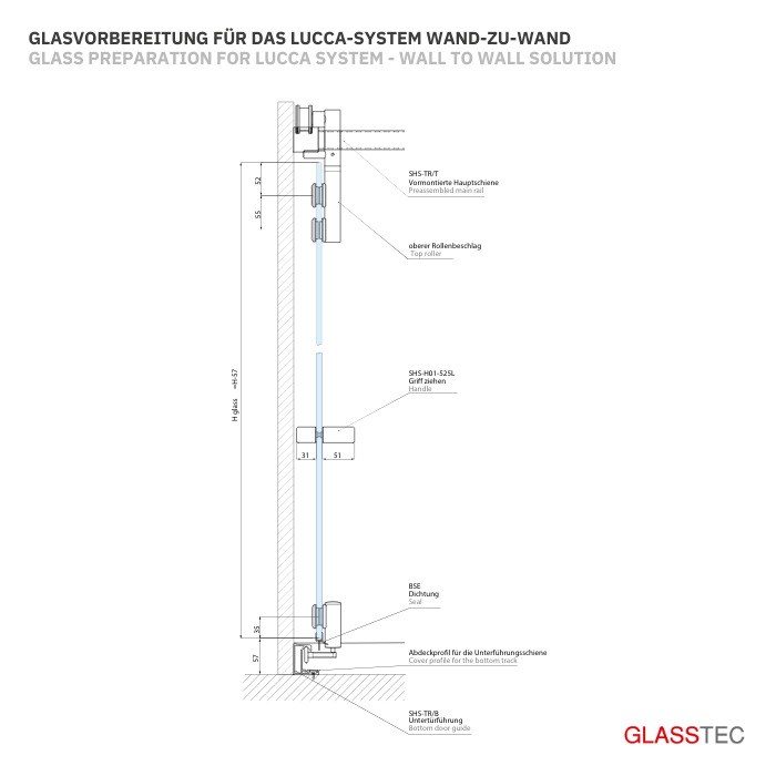 Verschiebare Dusch-Schiebetür 90° Wand-zu-Wand Set – Bild 4