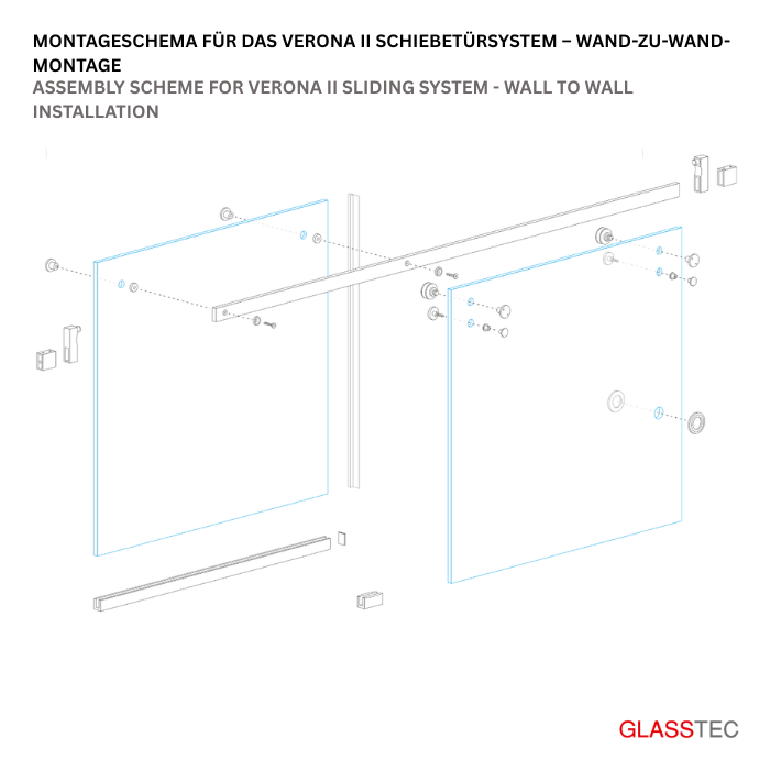 Set für Wand zu Wand Glasschiebtüre für Bad - Minimalist Design – Bild 7