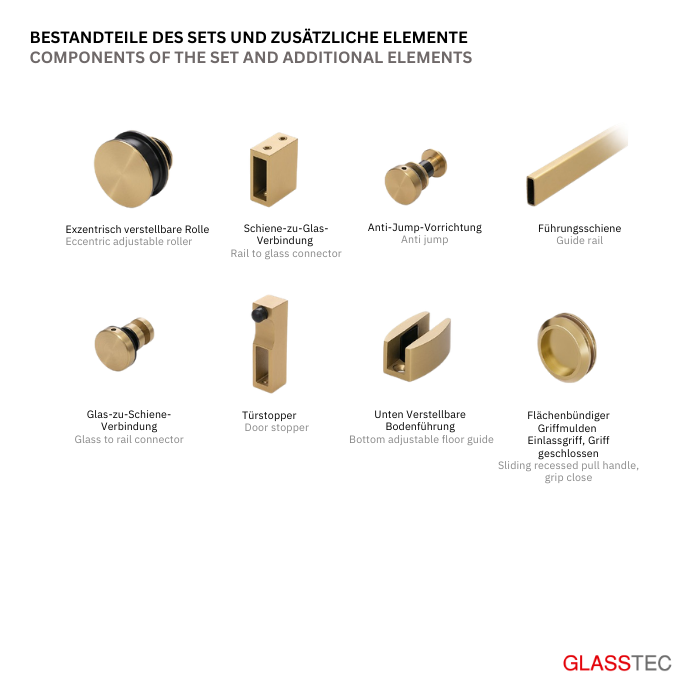 Set für Wand zu Wand Glasschiebtüre für Bad - Minimalist Design – Bild 6