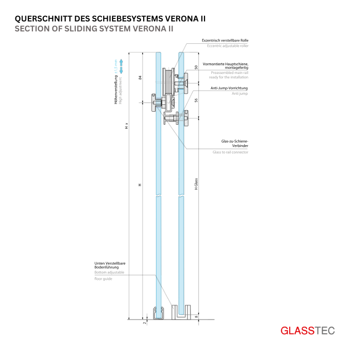 Set für 90° Eckeinstieg 1-Schiebetüre Glasschiebtüre für Bad – Minimalist Design – Bild 3
