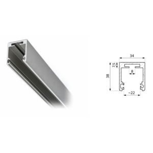 3m - 34x38 Aluminium U-profil für 8-12mm Verglasung