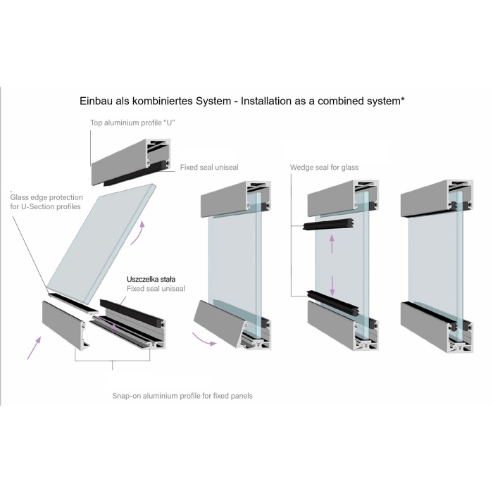 3m - 34x38 Aluminium Steck-profil für 8-12mm Verglasung – Bild 3